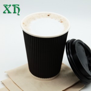 ถ้วยกระดาษผนังระลอก 12 ออนซ์ย่อยสลายได้สำหรับกาแฟร้อนขายส่งถ้วยกาแฟ